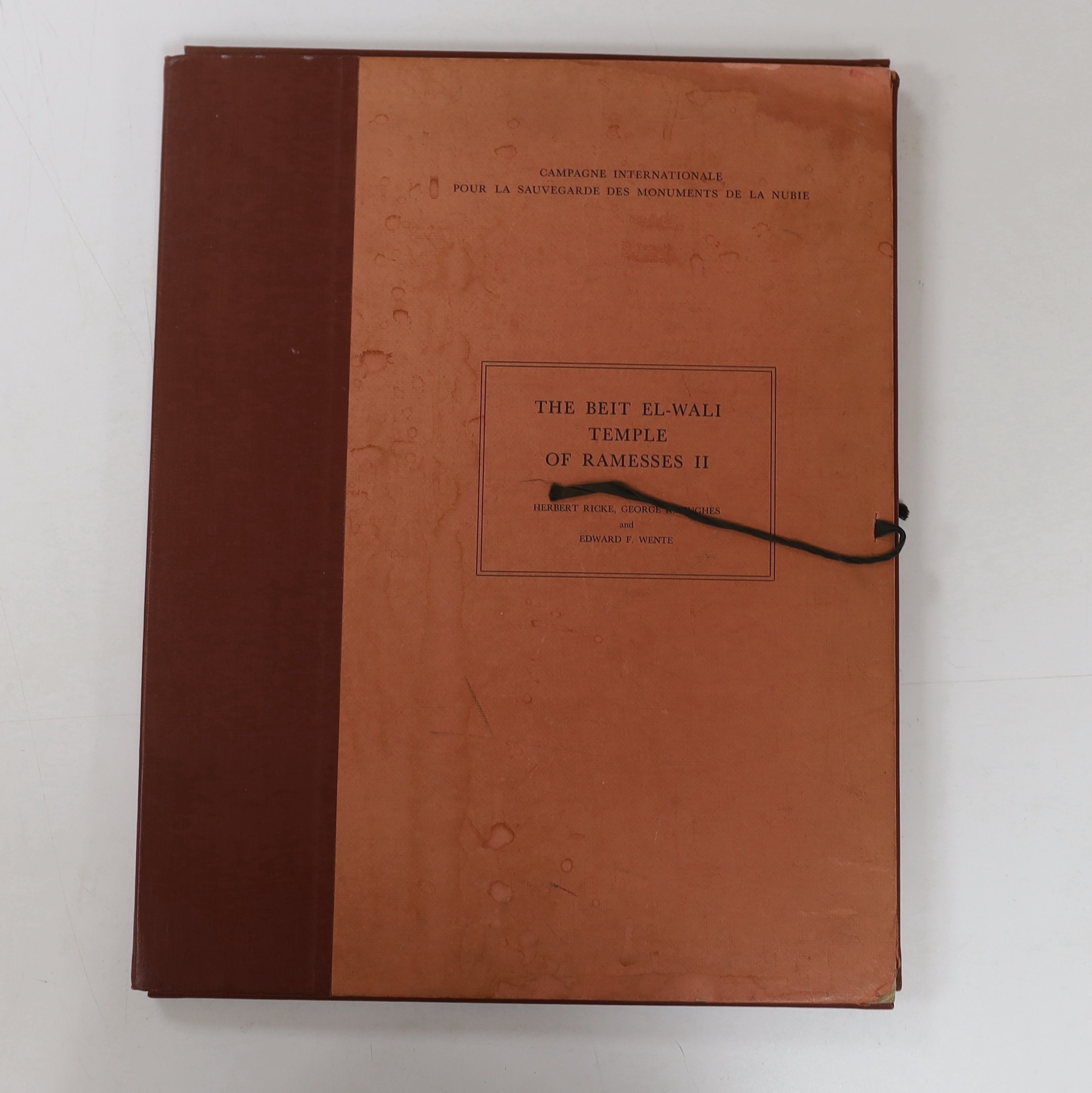 The Beit-Wali Temple of Ramses II by Herbert Ricke & George R Hughes, portfolio book with plates, publ. 1967 The University of Chicago Press, first edition